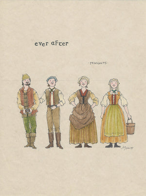 EVER AFTER - 'Peasants' Original Costume sketch by Jess Goldstein