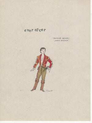 EVER AFTER - 'Prince Henry' (Red Jacket) Original costume sketch by Jess Goldstein
