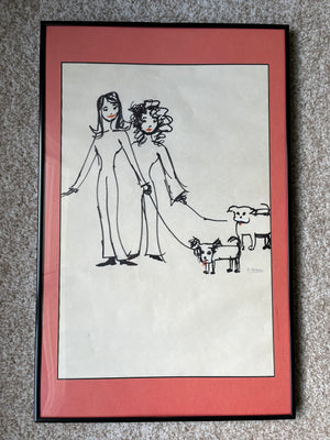 Original Hand-Drawn Sketch by Bernadette Peters from BROADWAY BARKS (2001) - Sketch of her and Mary Tyler Moore