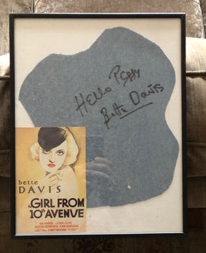 Bette Davis autographed fabric swatch -from her Broadway Costume  1960 - 61