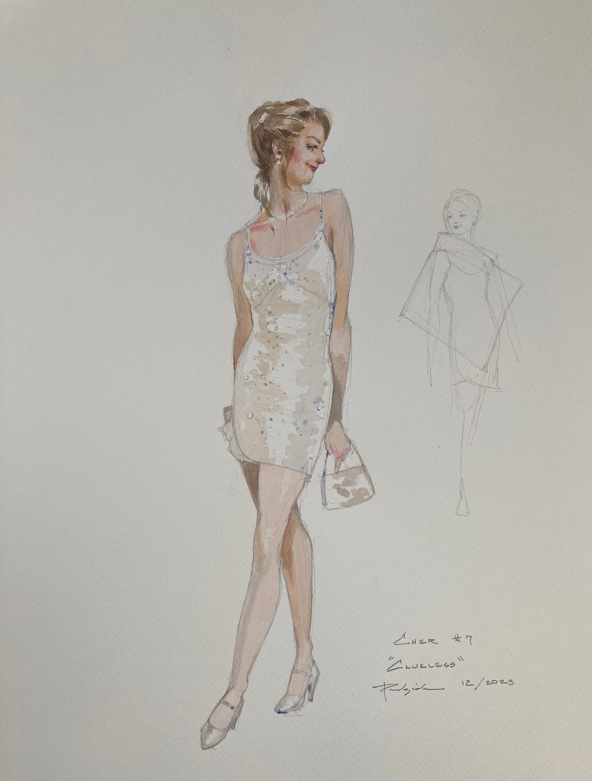 CLUELESS Costume Sketch "Cher #7" by Robert Perdziola, Signed