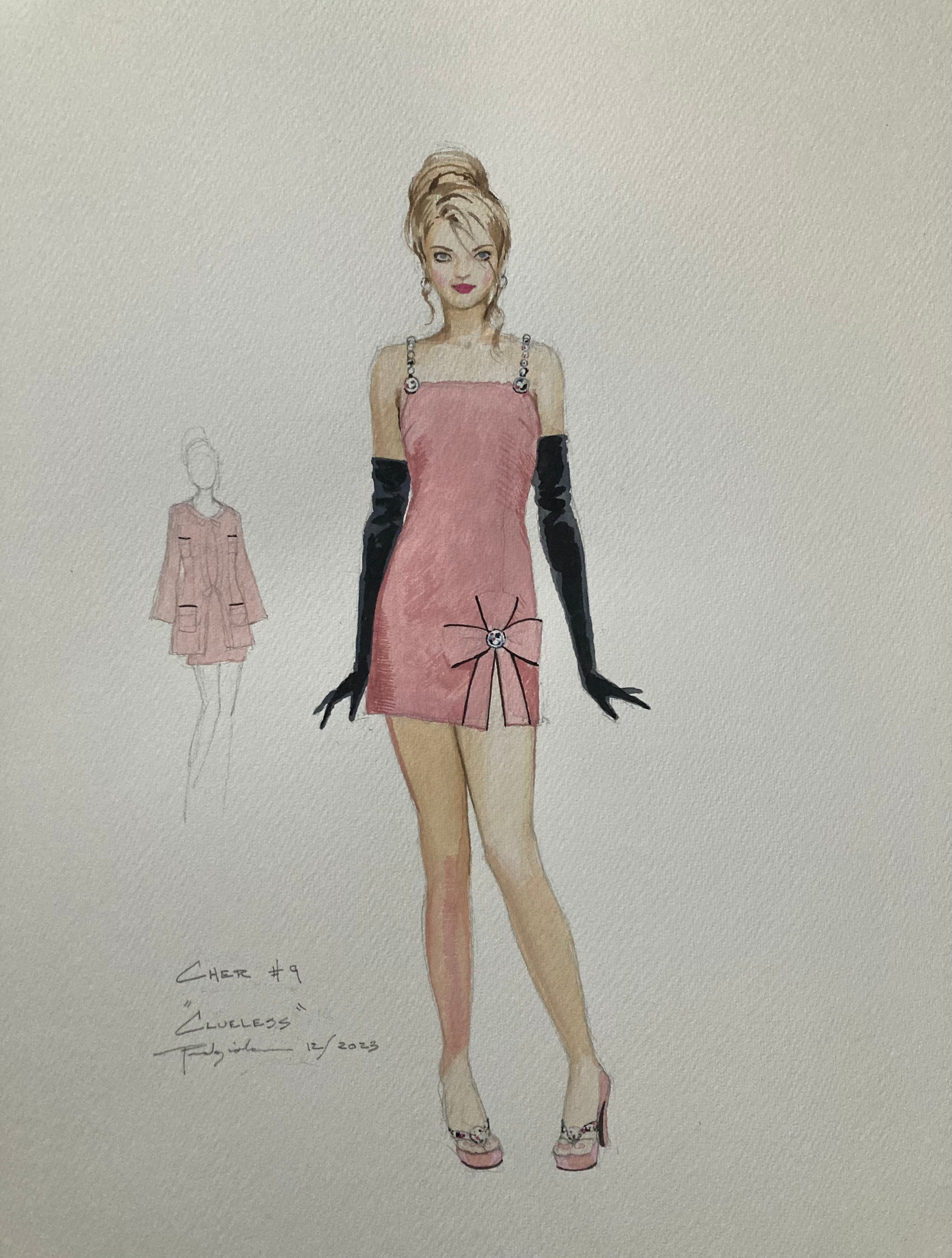 CLUELESS Costume Sketch "Cher #9" by Robert Perdziola, Signed