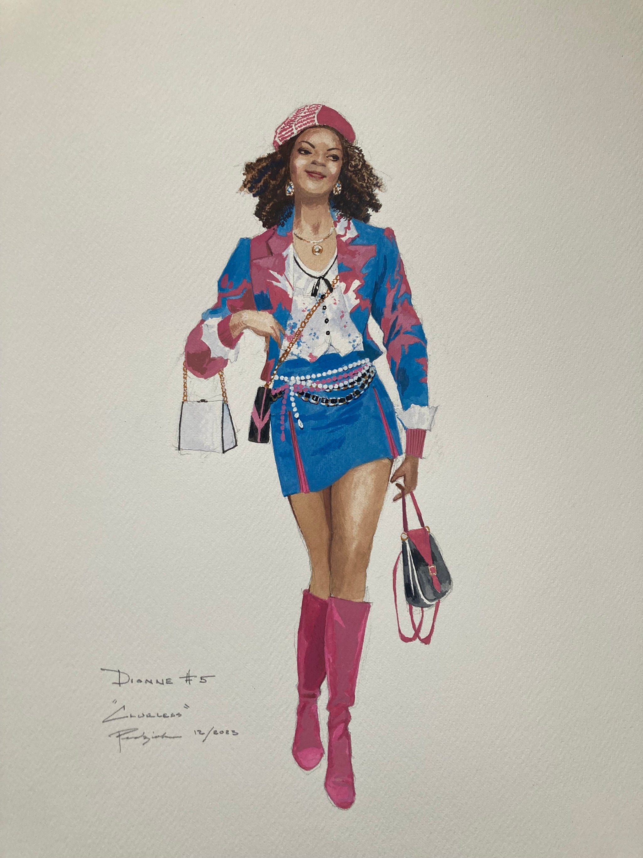 CLUELESS Costume Sketch "Dionne #5" by Robert Perdziola, Signed