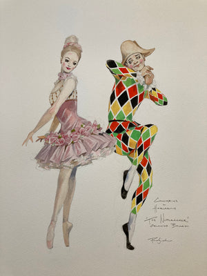 THE NUTCRACKER - Columbina & Harlequin Costume Sketch by Robert Perdziola