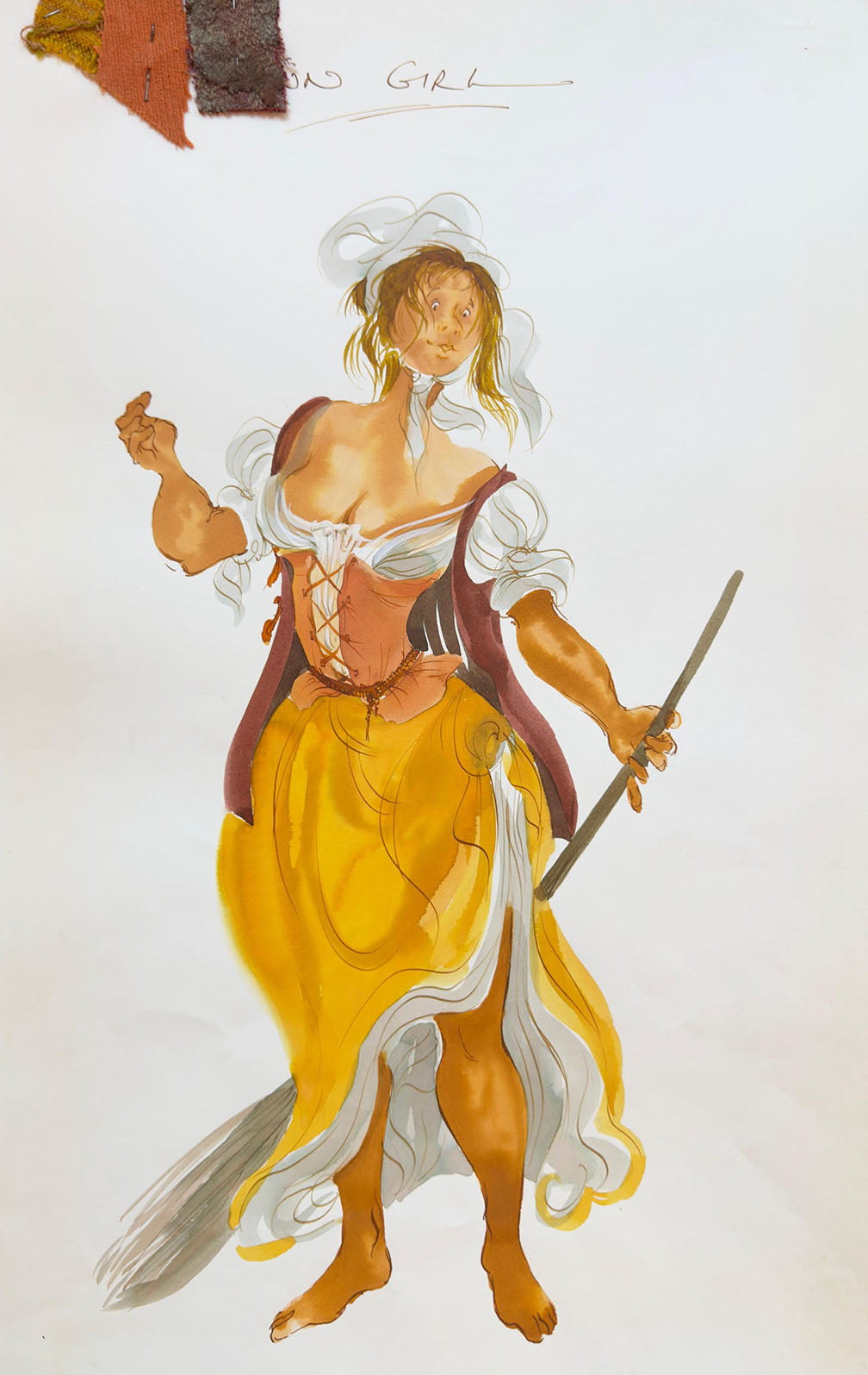 Tony Walton's INN GIRL Costume Rendeing for THE TRAVAILS OF SANCHO PANZA