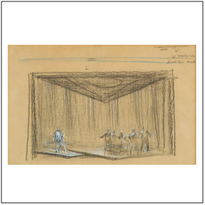JO MIELZINER - "CAT ON A HOT TIN ROOF" Pencil Sketch