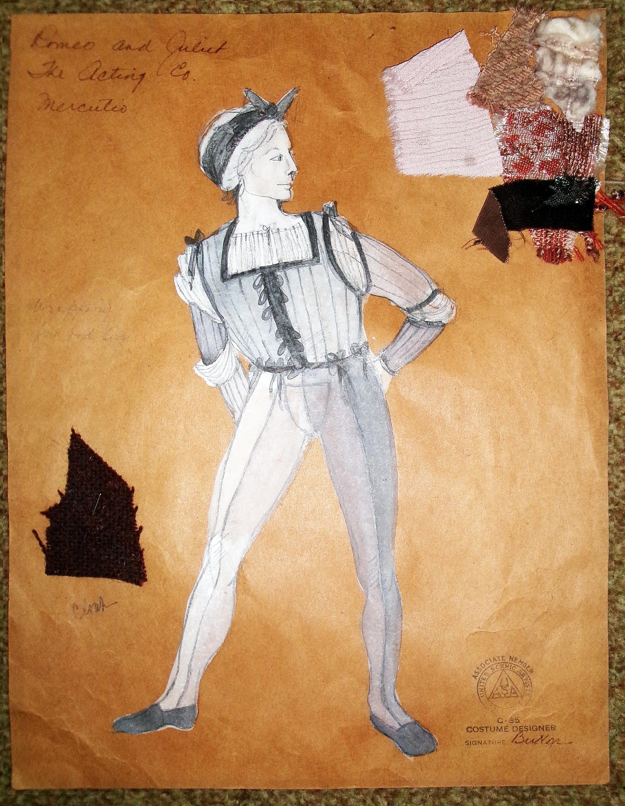 Mercutio Costume Sketch, ROMEO AND JULIET by Jeanne Button - Broadway  Design Exchange