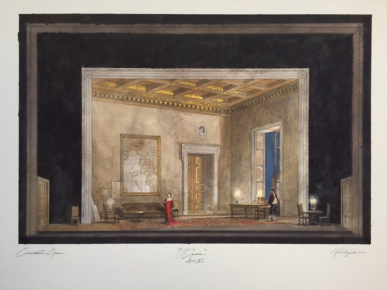 TOSCA, Act II, Cincinnati Opera - Set Sketch by Robert Perdziola, Signed (2025)