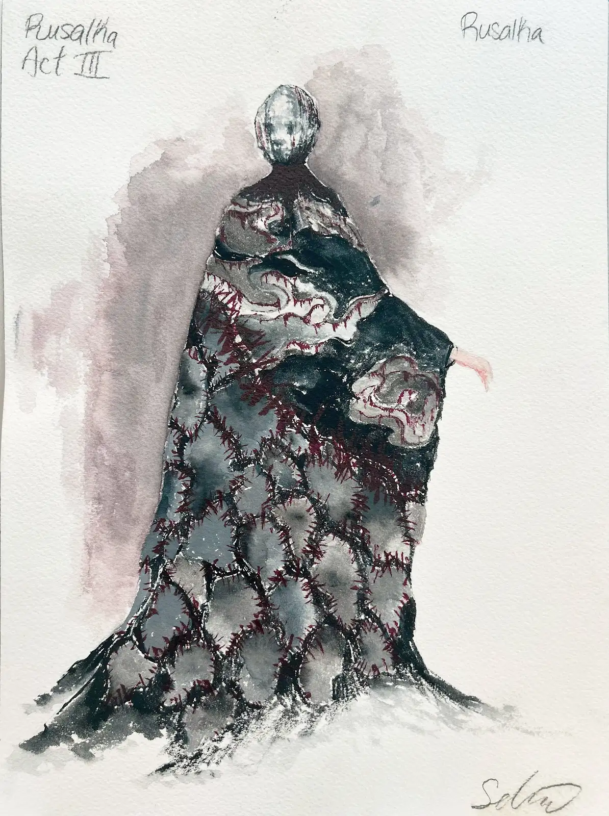 RUSALKA ACT III - Signed Costume Rendering by Selina Jia