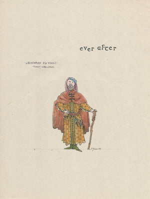 EVER AFTER - 'Leonardo da Vinci' Original Costume Sketch by Jess Goldstein