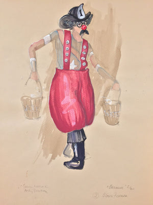 Theoni Aldredge Original "Barnum" Sketch - Clown Fireman