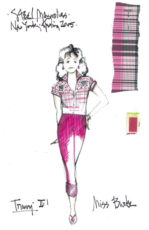 Delta Burke as Truvy, STEEL MAGNOLIAS, Costume sketch by David Murin
