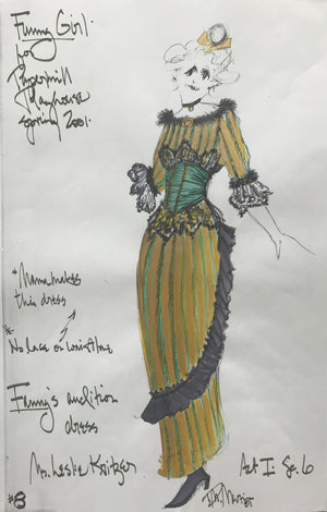 Leslie Kritzer in FUNNY GIRL, Costume Sketch by David Murin  'Fanny's Audition Dress'