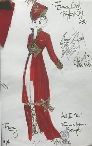 Leslie Kritzer in FUNNY GIRL, Costume Sketch by David Murin 'Return from Europe Dress'