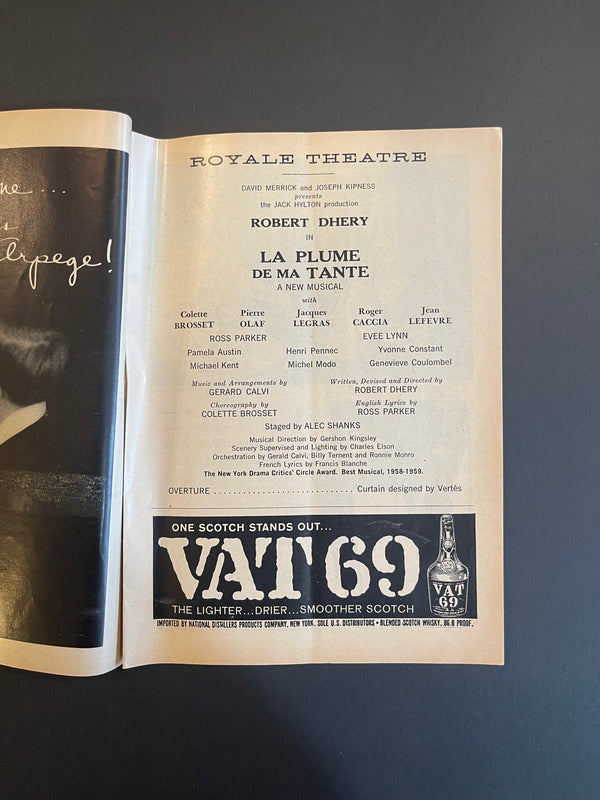 "La Plume de Ma Tante" Original Broadway Production Playbill Broadway