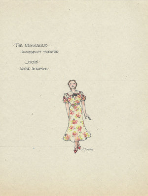 THE RAINMAKER - Jayne Atkinson as 'Lizzie' (Flowered Dress) costume sketch by Jess Goldstein