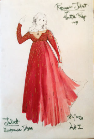 JULIET Costume Sketch for Romeo and Juliet, Seattle Rep by David Murin