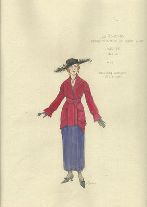 LA RONDINE - Lisette with Magda's Hat Costume Sketch by Jess Goldstein