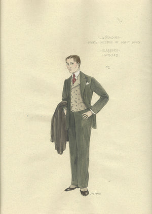 LA RONDINE - Ruggiero Acts I & II Costume Sketch by Jess Goldstein